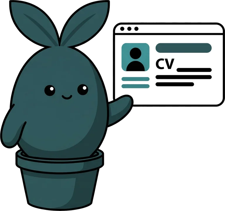 Sprout presenting a CV website in a browser window