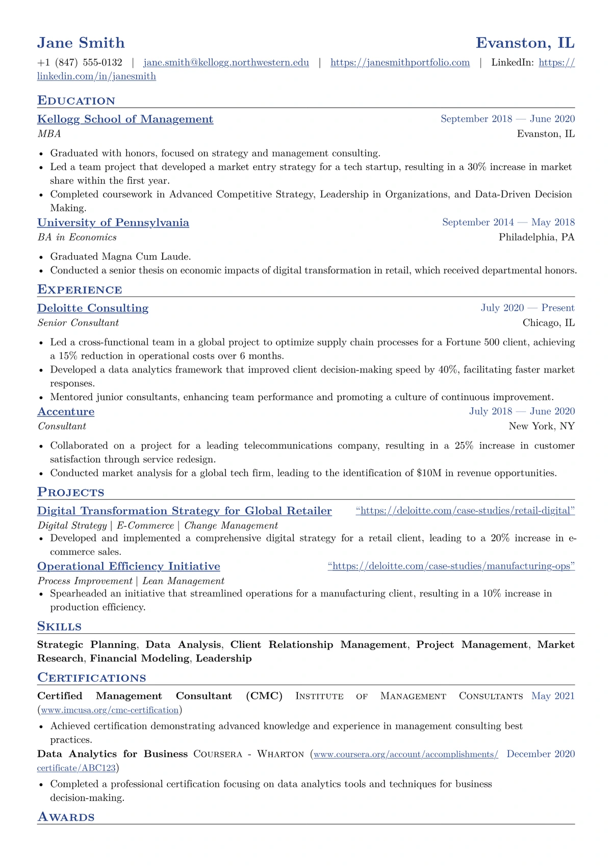 Classic resume template - traditional professional CV format