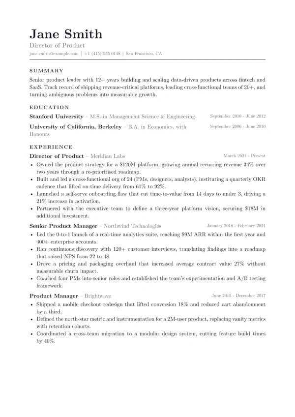Codex resume template preview