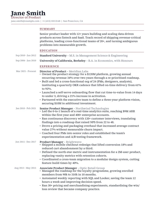Gazette resume template preview