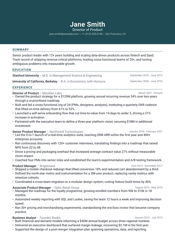 Horizon resume template preview