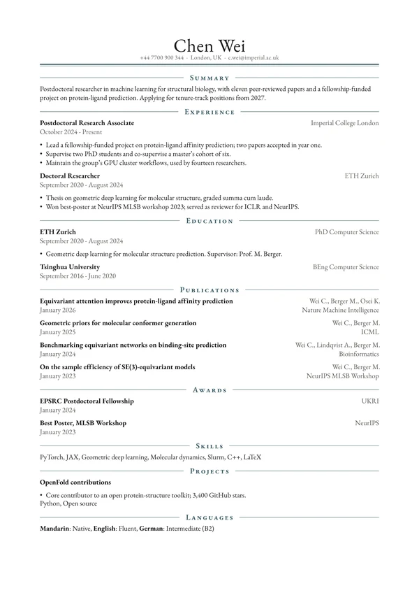 Academic CV in the Crest template