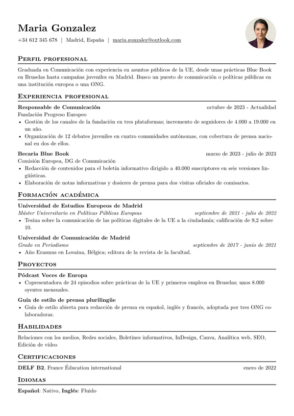 Currículum en la plantilla Basic