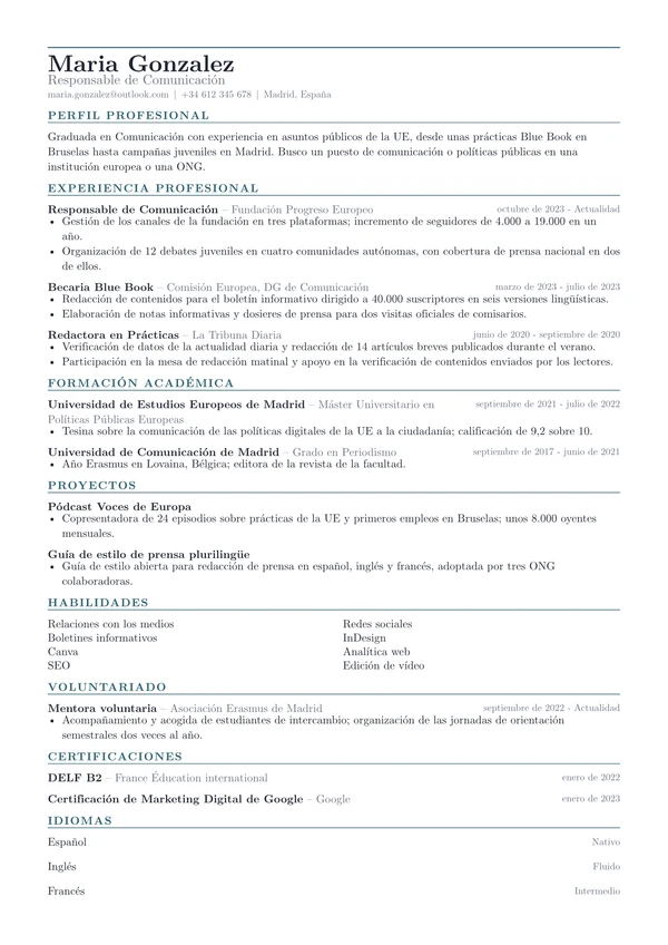 Currículum en la plantilla Grid