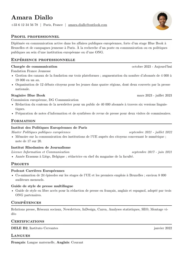 CV dans le modèle Basic