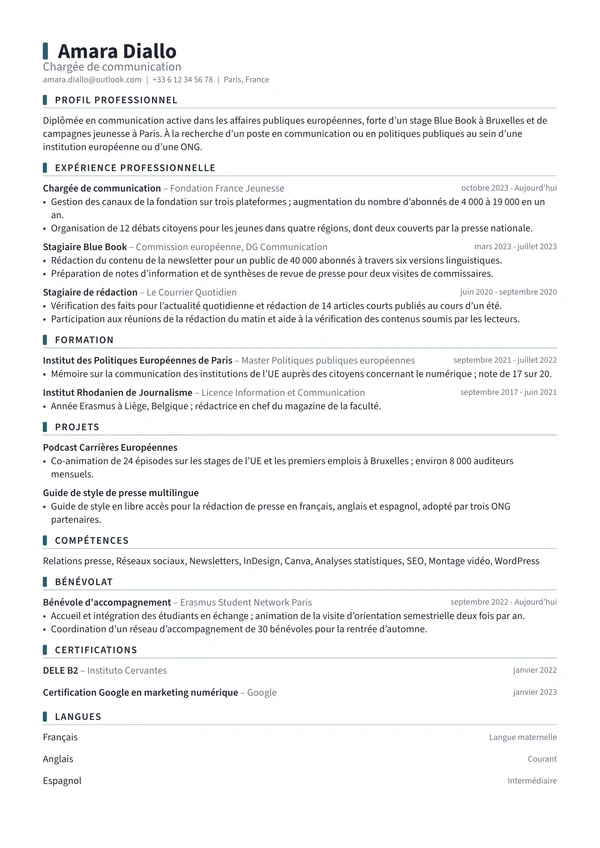 CV dans le modèle Marker