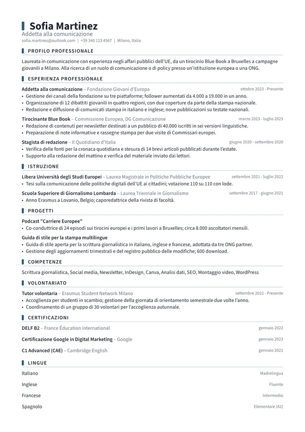 Curriculum nel modello Marker