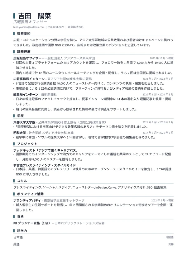 Marker のテンプレートで作成した履歴書