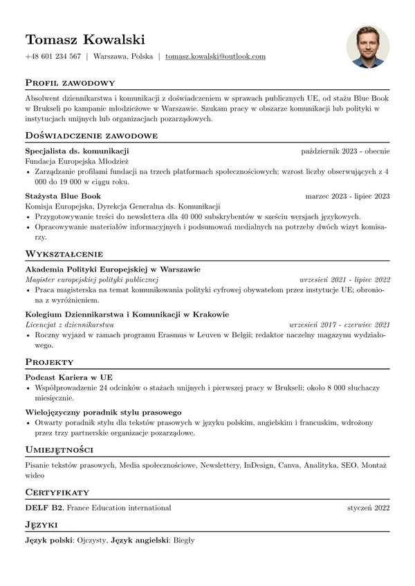 CV we wzorze Basic