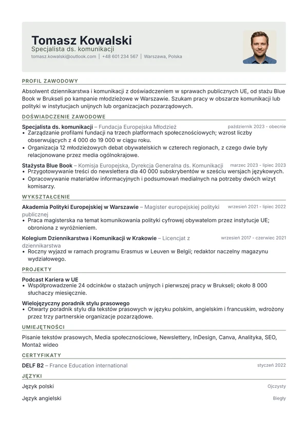 CV we wzorze Letterhead