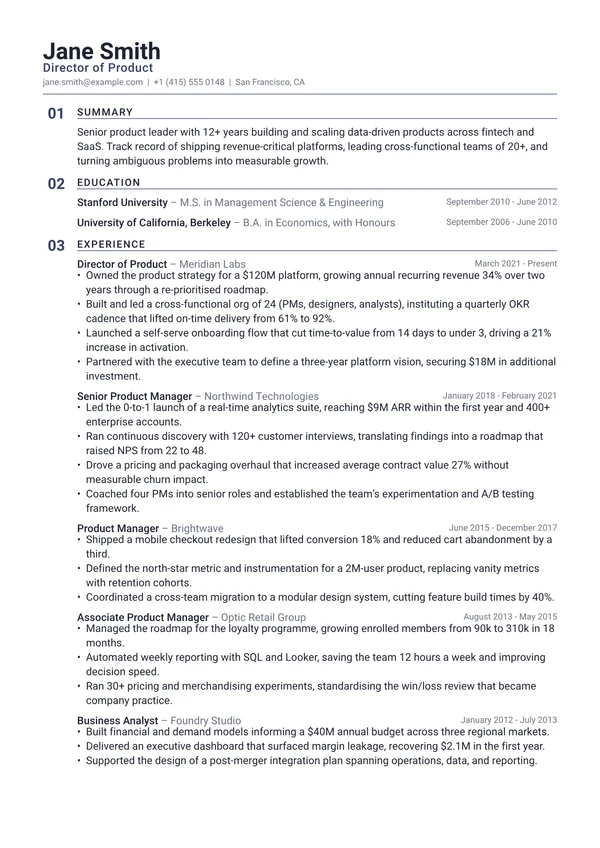 Index resume template preview