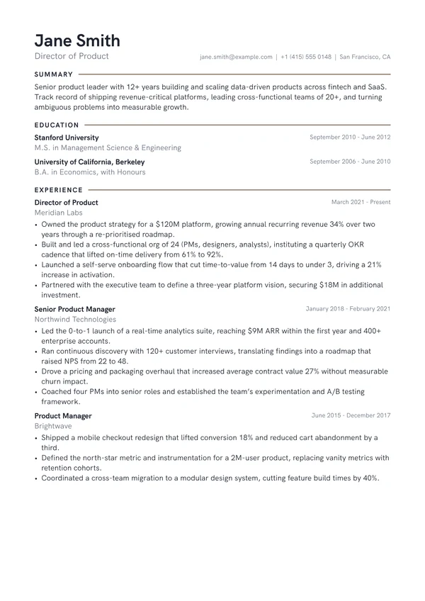 Keyline resume template preview