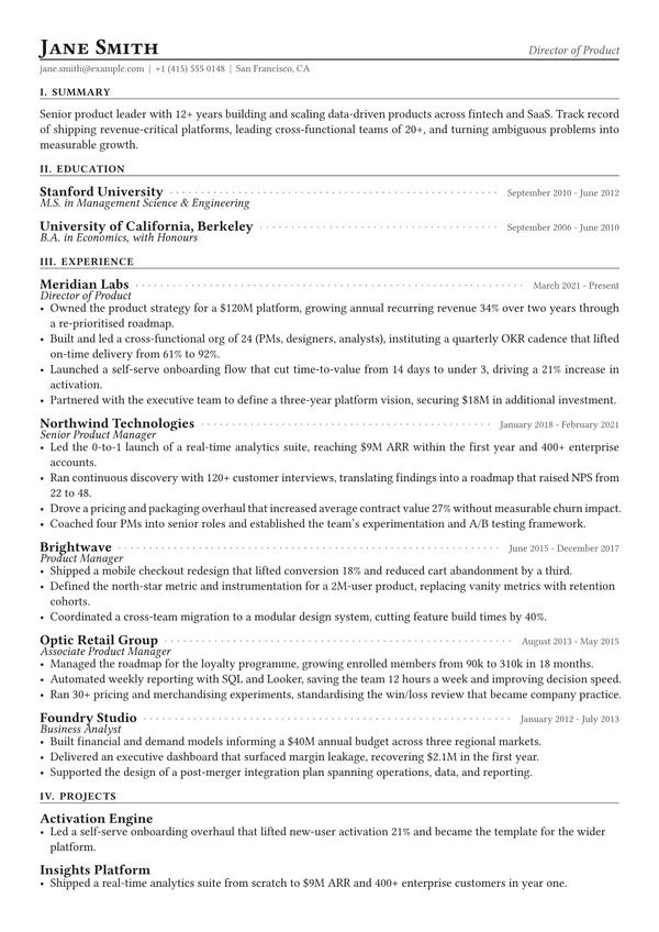 Ledger resume template preview