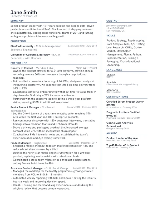 Margin resume template preview