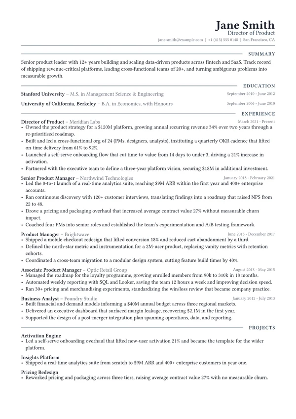 Meridian resume template preview