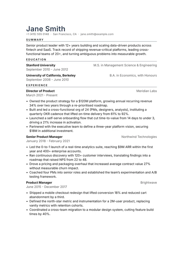 Minimal resume template preview