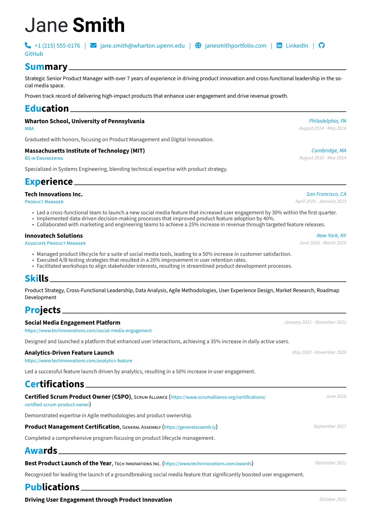 Modern resume template - contemporary ATS-friendly CV design