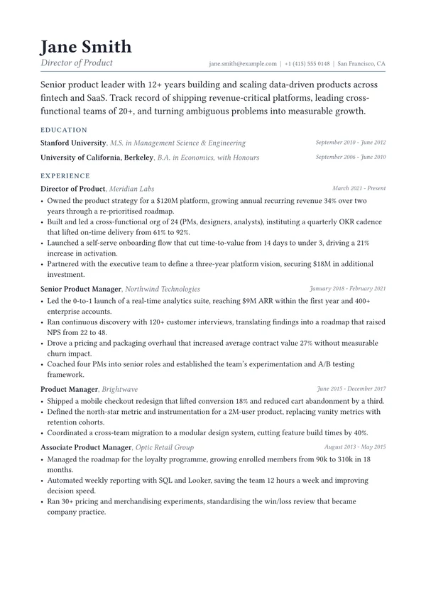 Preface resume template preview
