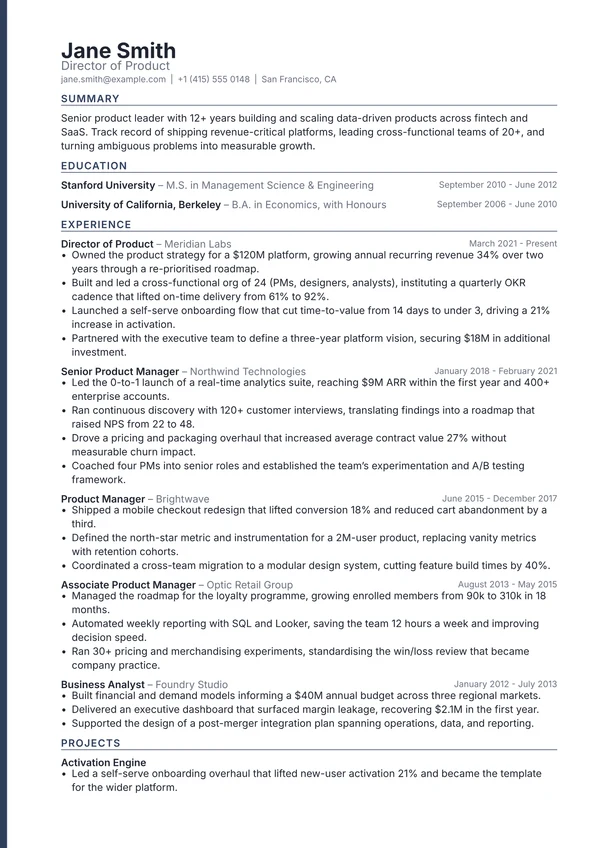 Spine resume template preview