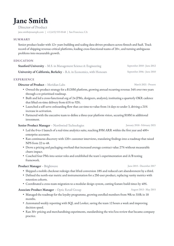 Terrace resume template preview