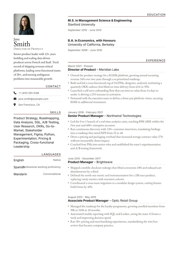 Typographic resume template preview