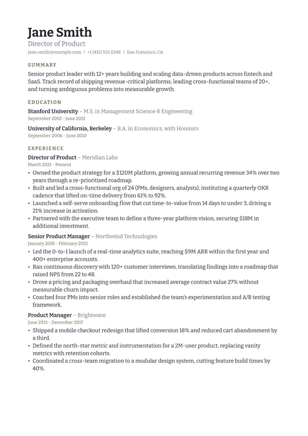 Vellum resume template preview