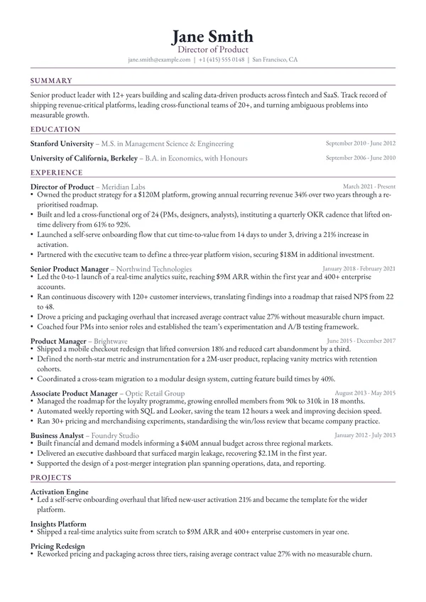 Vertex resume template preview