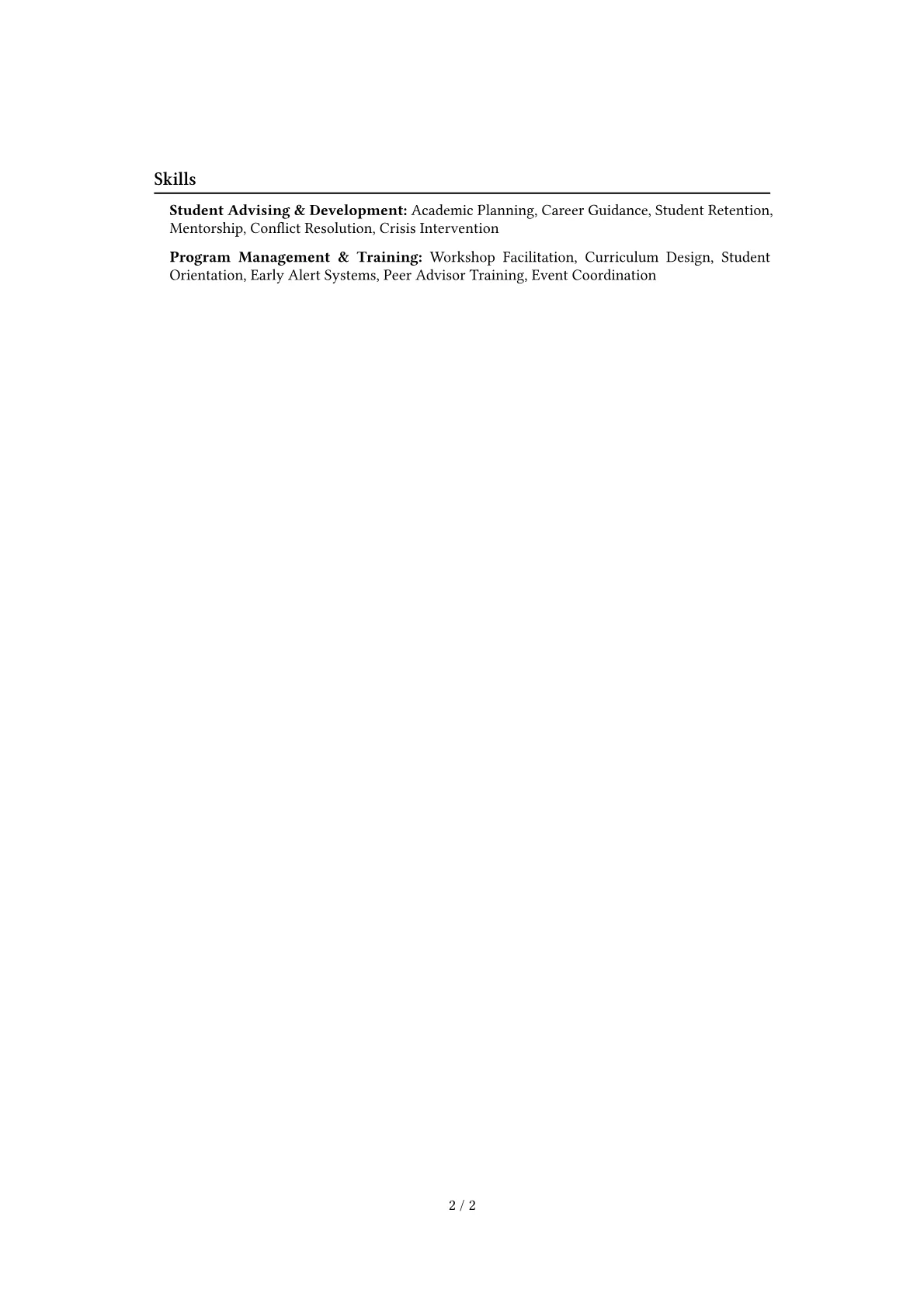 Academic Counselor Resume Example CV template - Page 2
