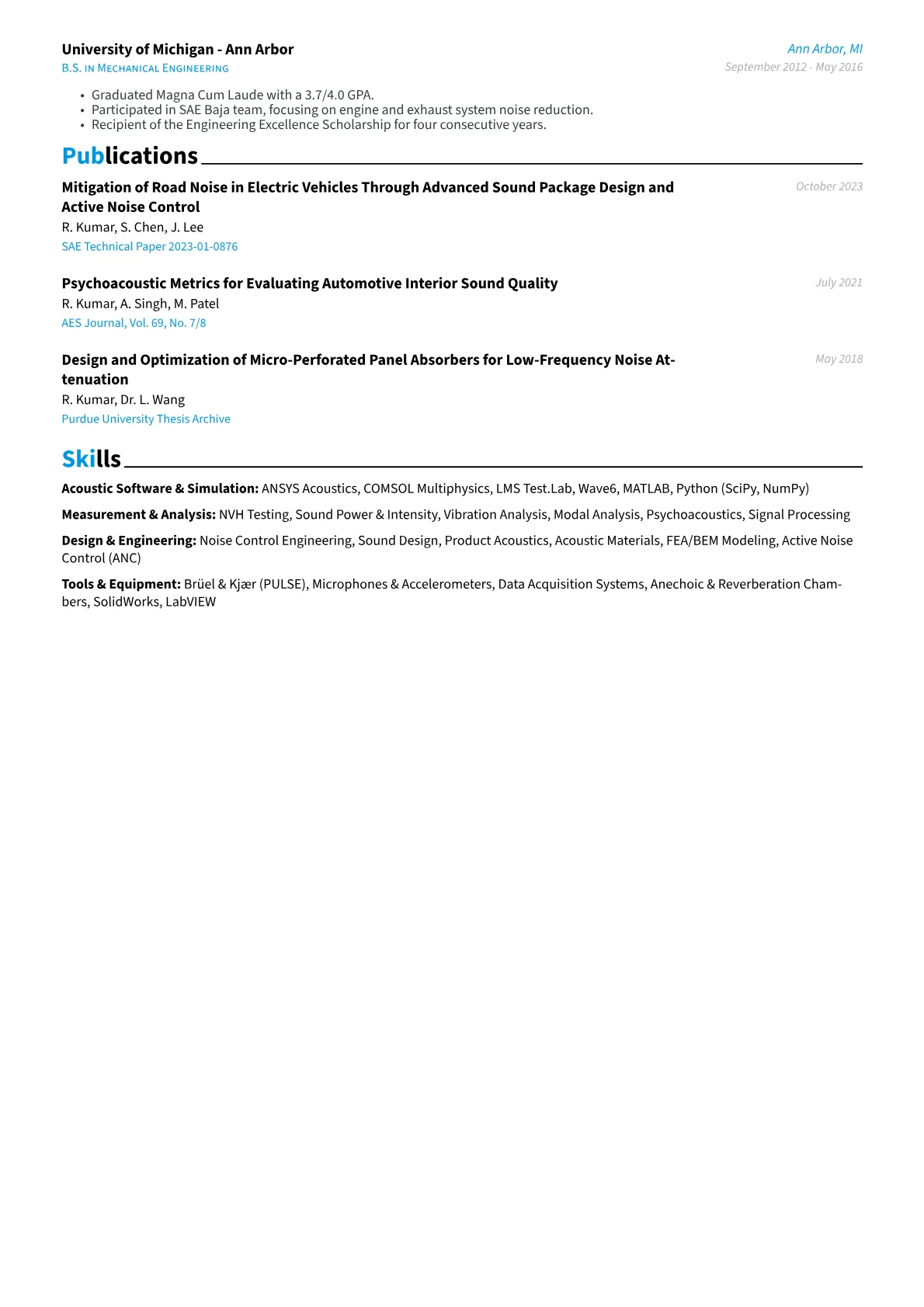 Acoustical Engineer Resume Example CV template - Page 2