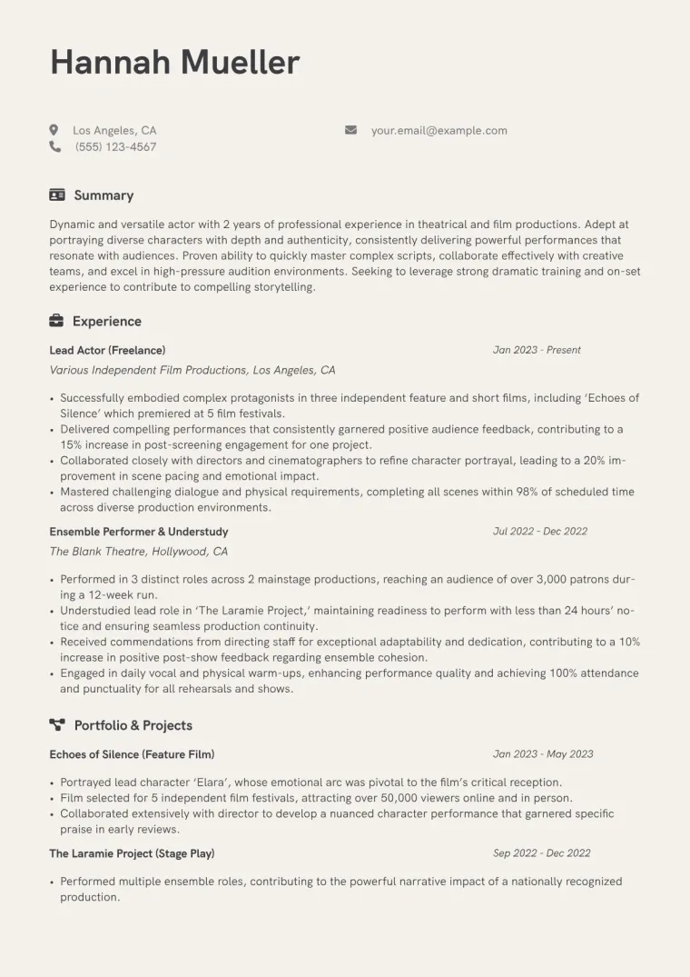 Actor Resume Example CV template preview