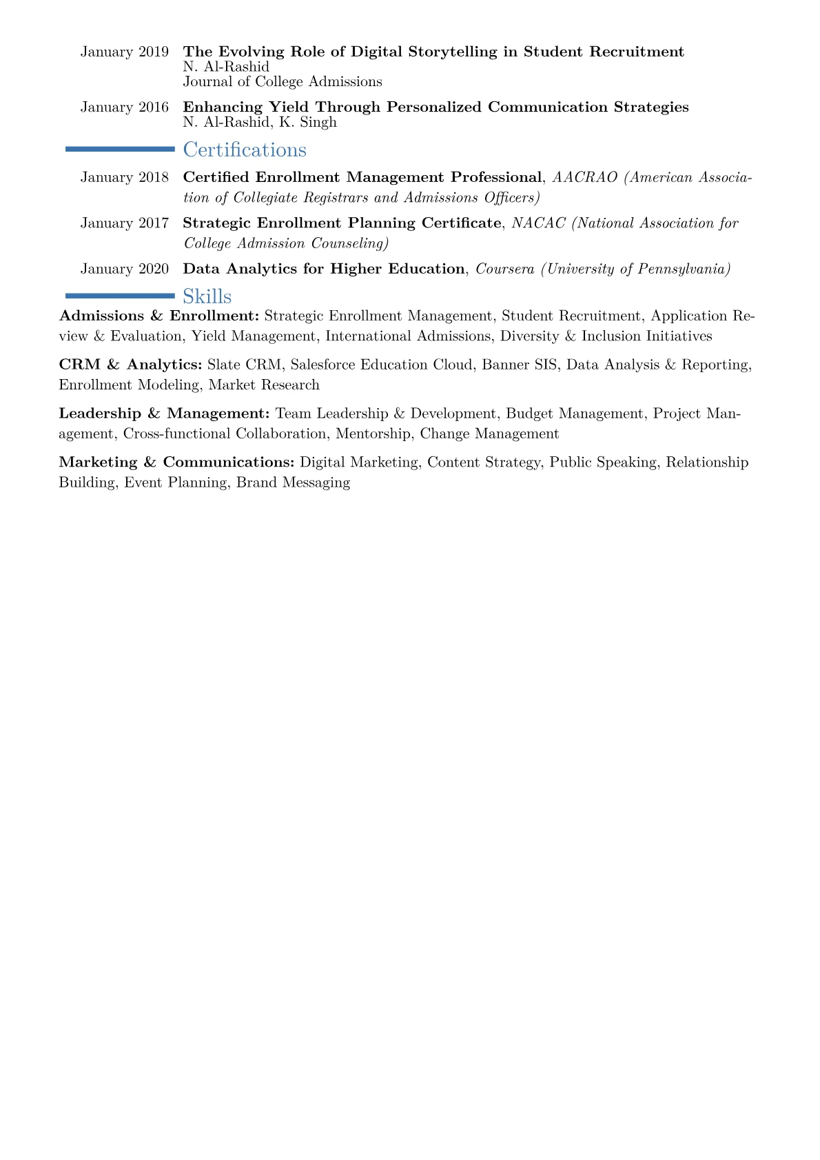 Admissions Director Resume Example CV template - Page 2