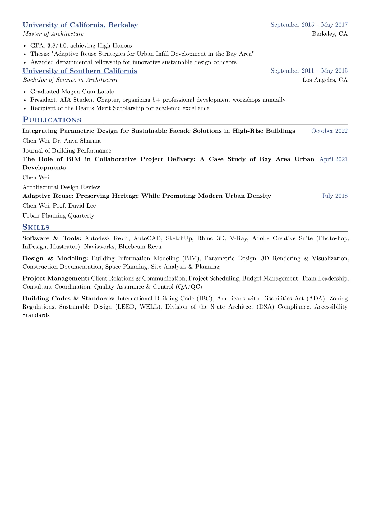Architect Resume Example CV template - Page 2