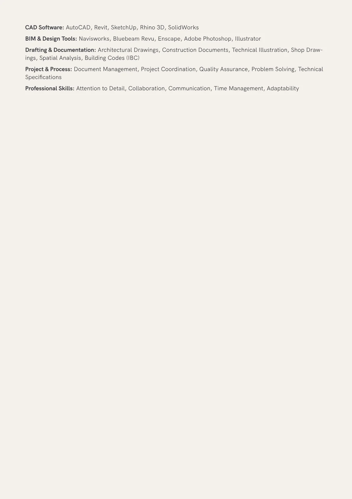 Architectural Drafter Resume Example CV template - Page 2