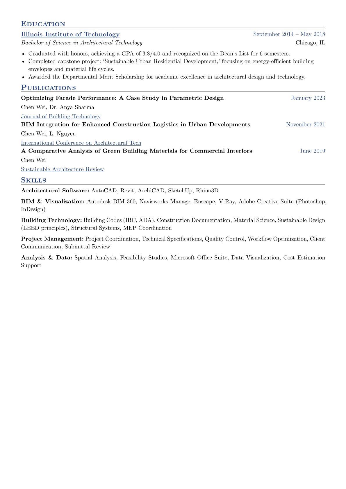 Architectural Technologist Resume Example CV template - Page 2