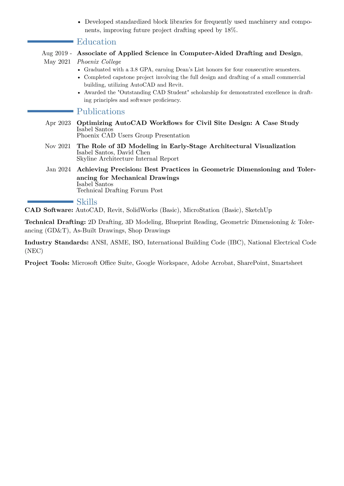 AutoCAD Drafter Resume Example CV template - Page 2