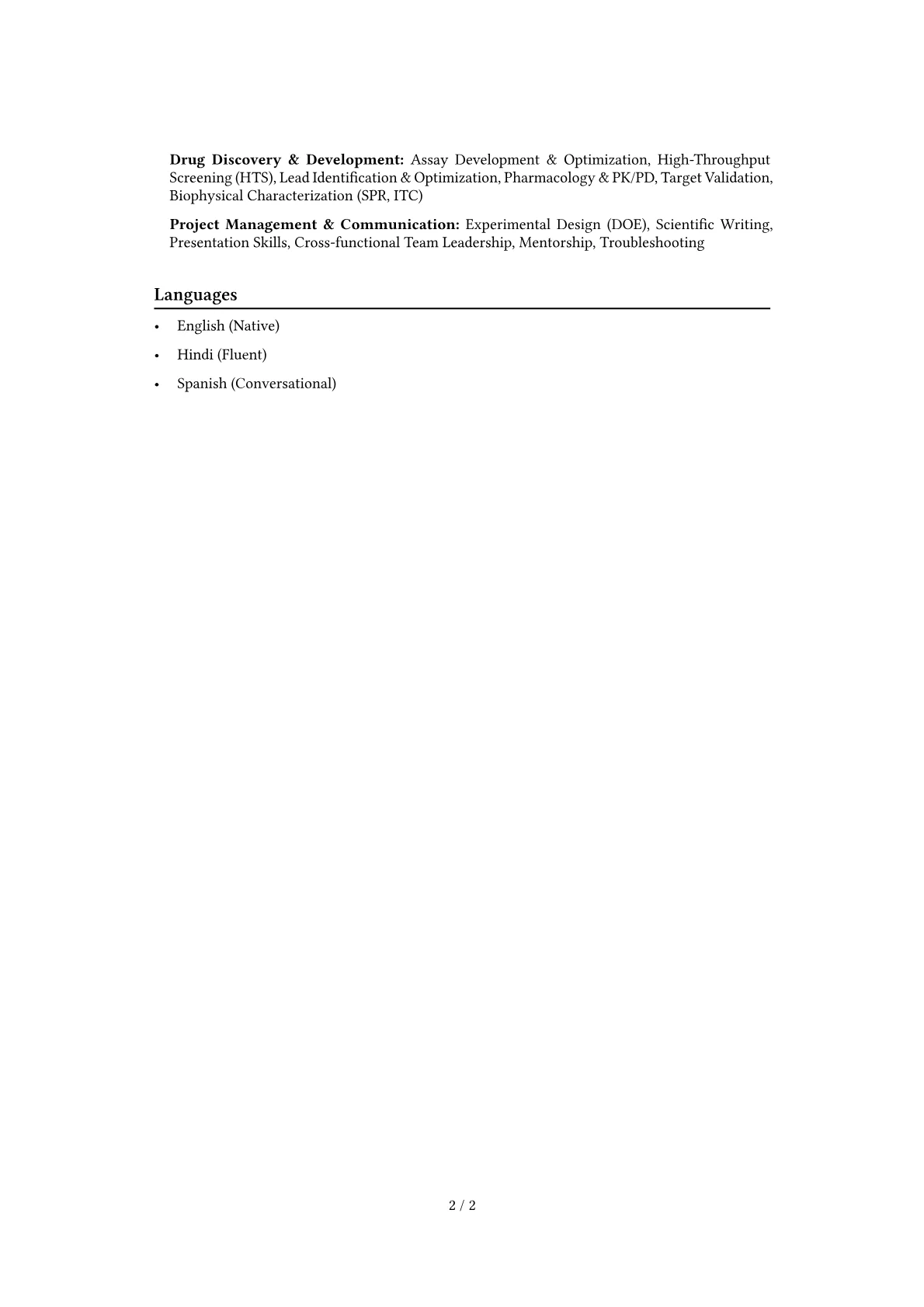 Biochemist Resume Example CV template - Page 2