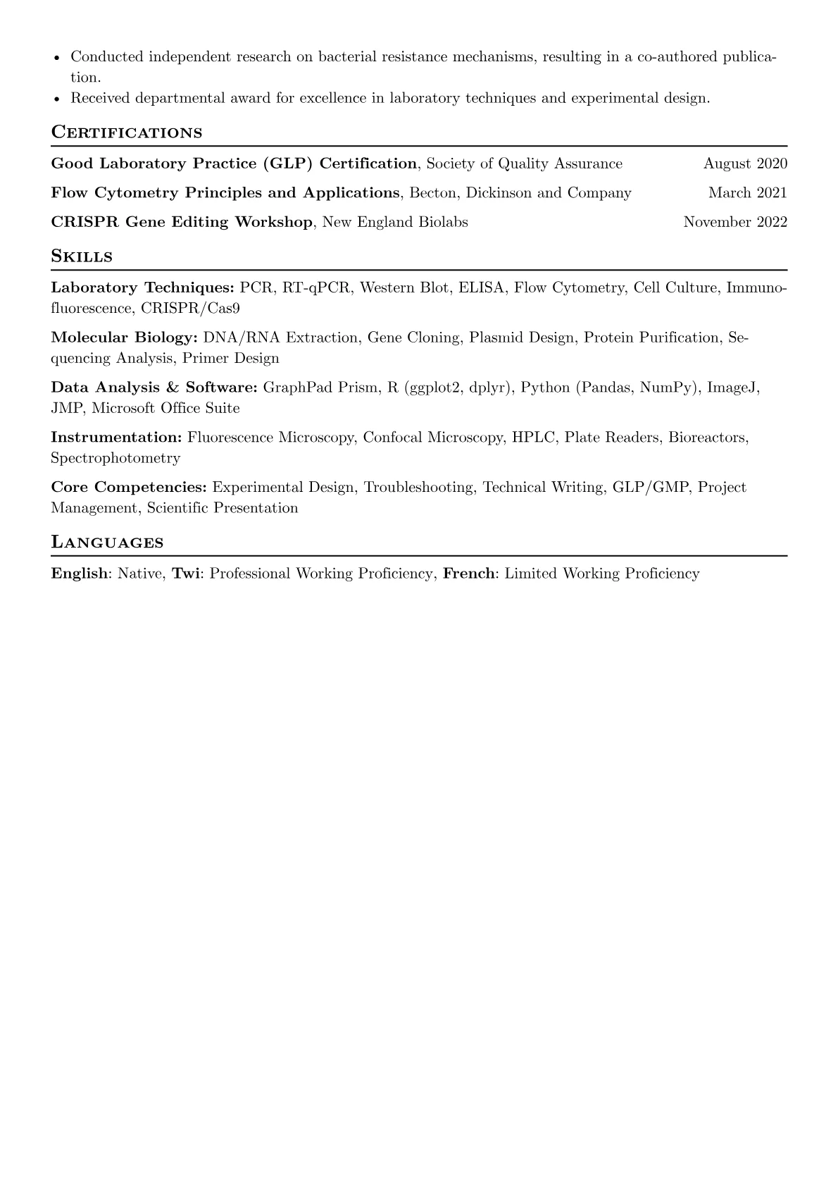 Biological Scientist Resume Example CV template - Page 2