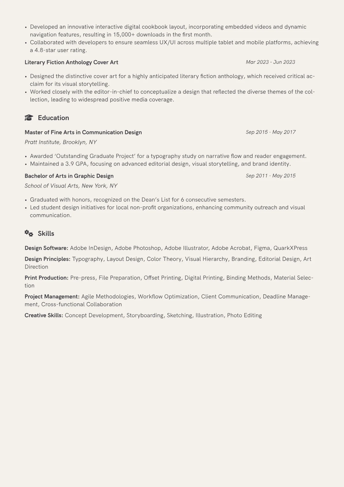 Book Designer Resume Example CV template - Page 2