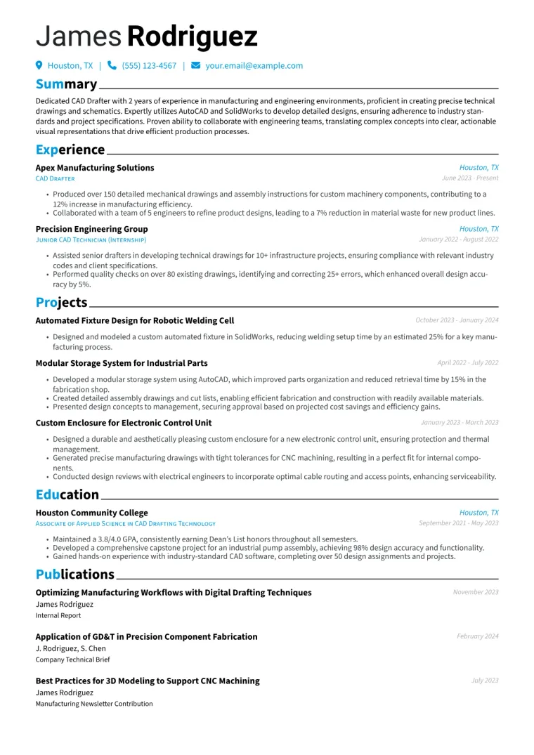 CAD Drafter Resume Example CV template preview