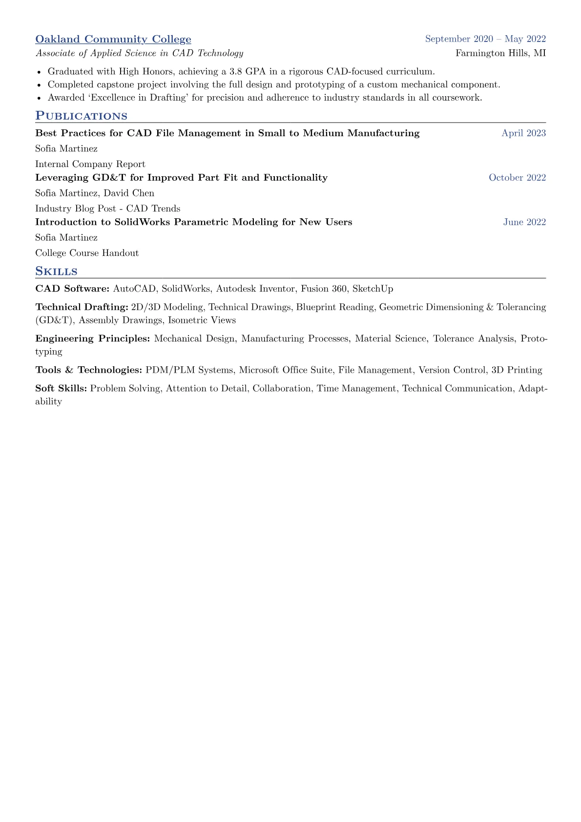 CAD Technician Resume Example CV template - Page 2