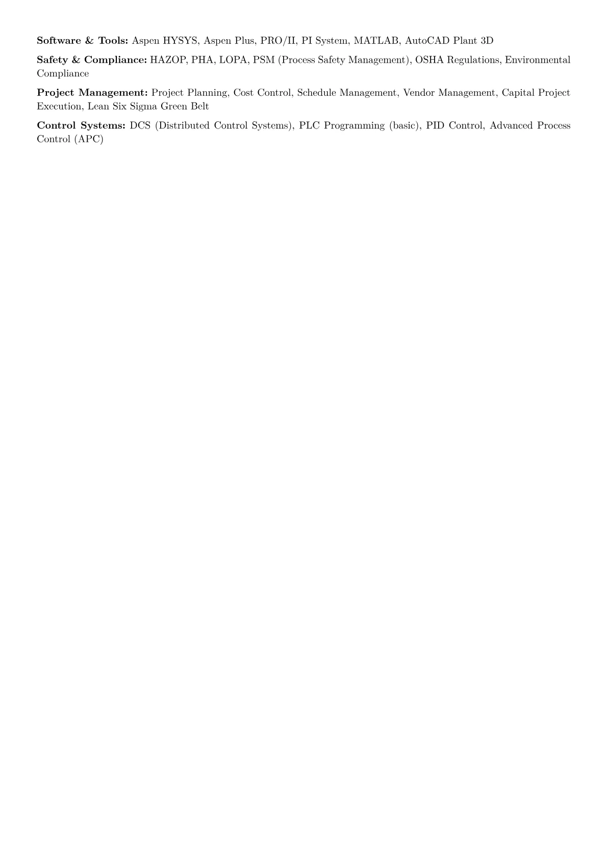 Chemical Plant Engineer Resume Example CV template - Page 2