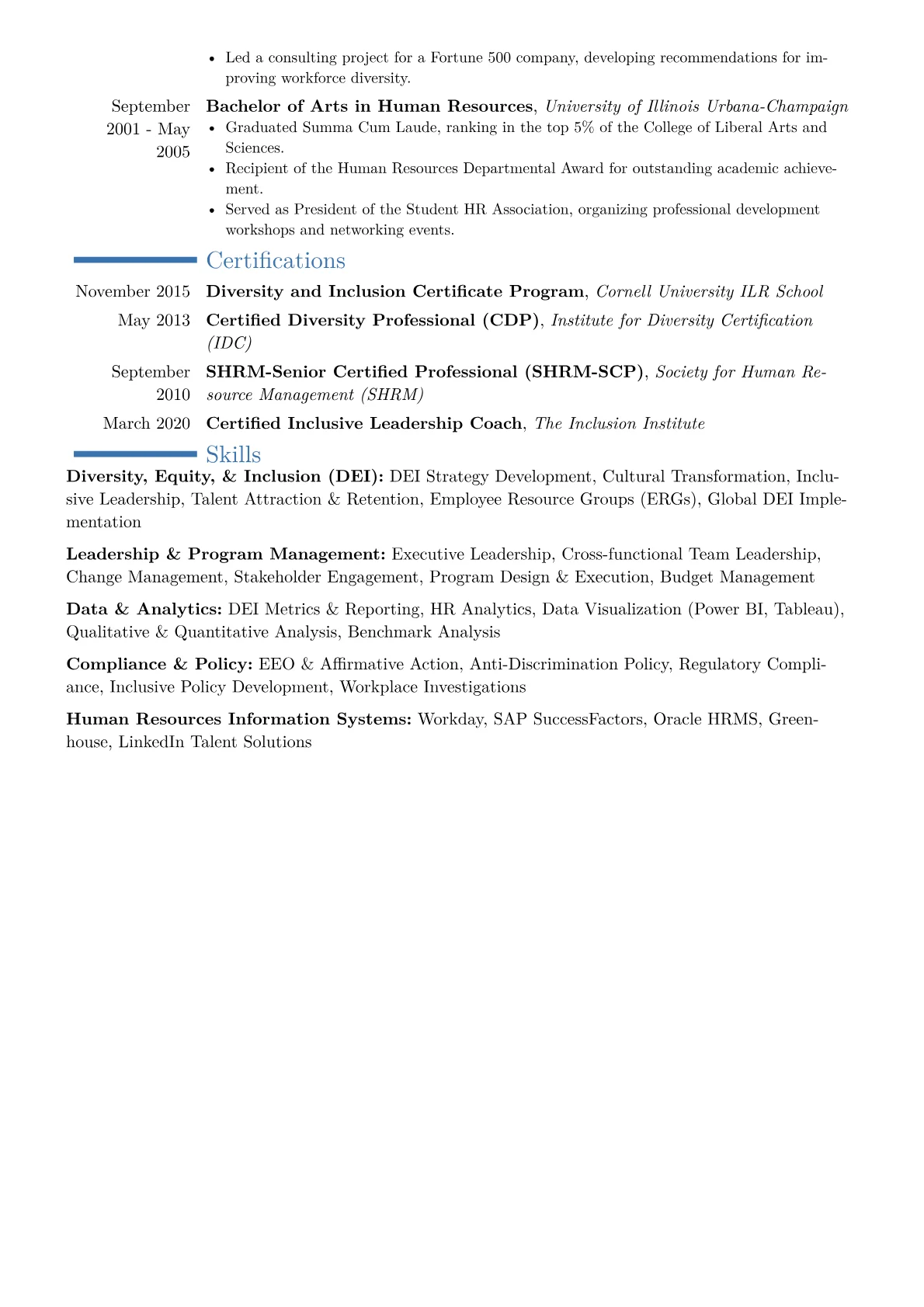 Chief Diversity Officer Resume Example CV template - Page 2