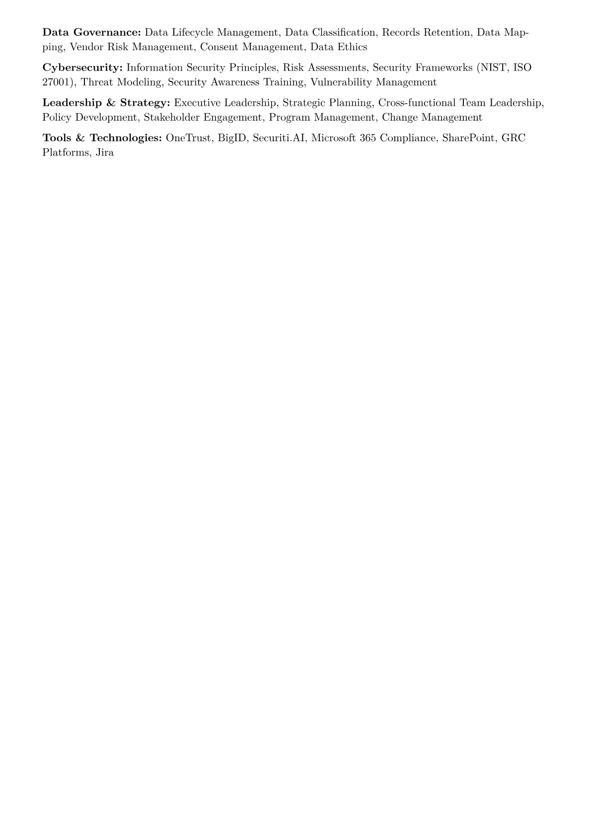 Chief Privacy Officer Resume Example CV template - Page 2