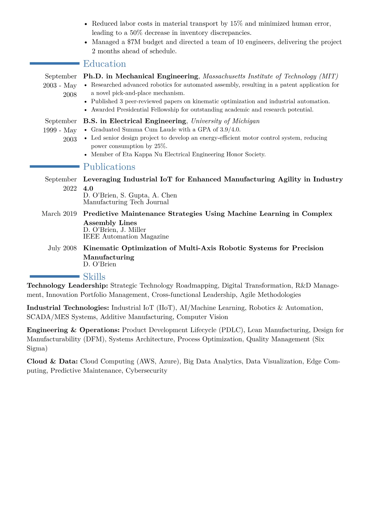 Chief Technology Engineer Resume Example CV template - Page 2
