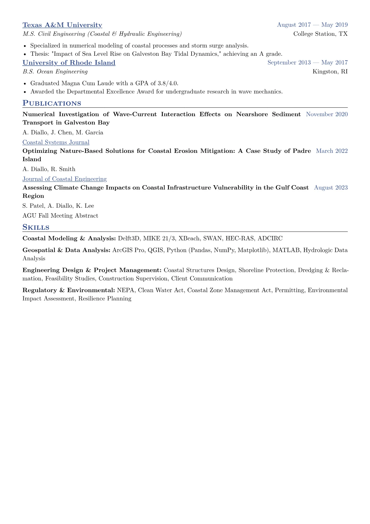 Coastal Engineer Resume Example CV template - Page 2