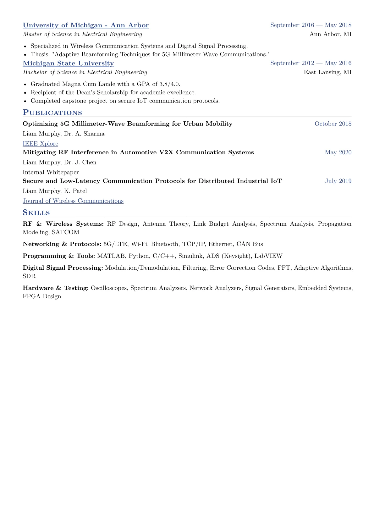 Communications Systems Engineer Resume Example CV template - Page 2