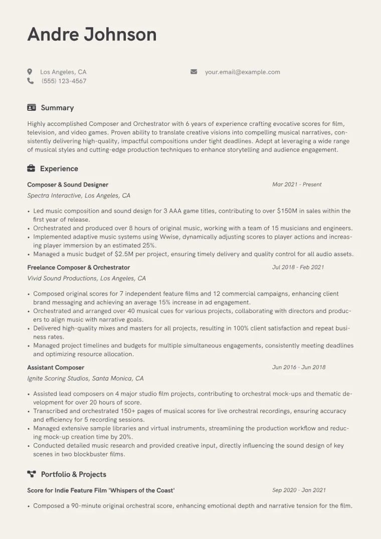Composer Resume Example