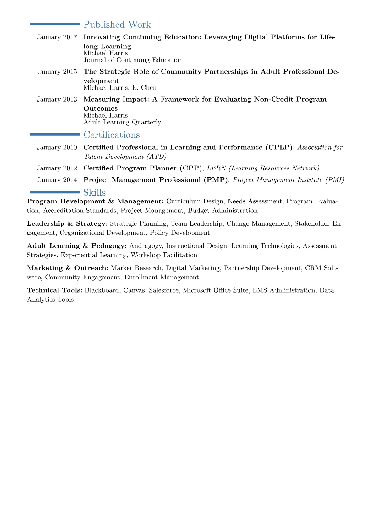 Continuing Education Director Resume Example CV template - Page 2