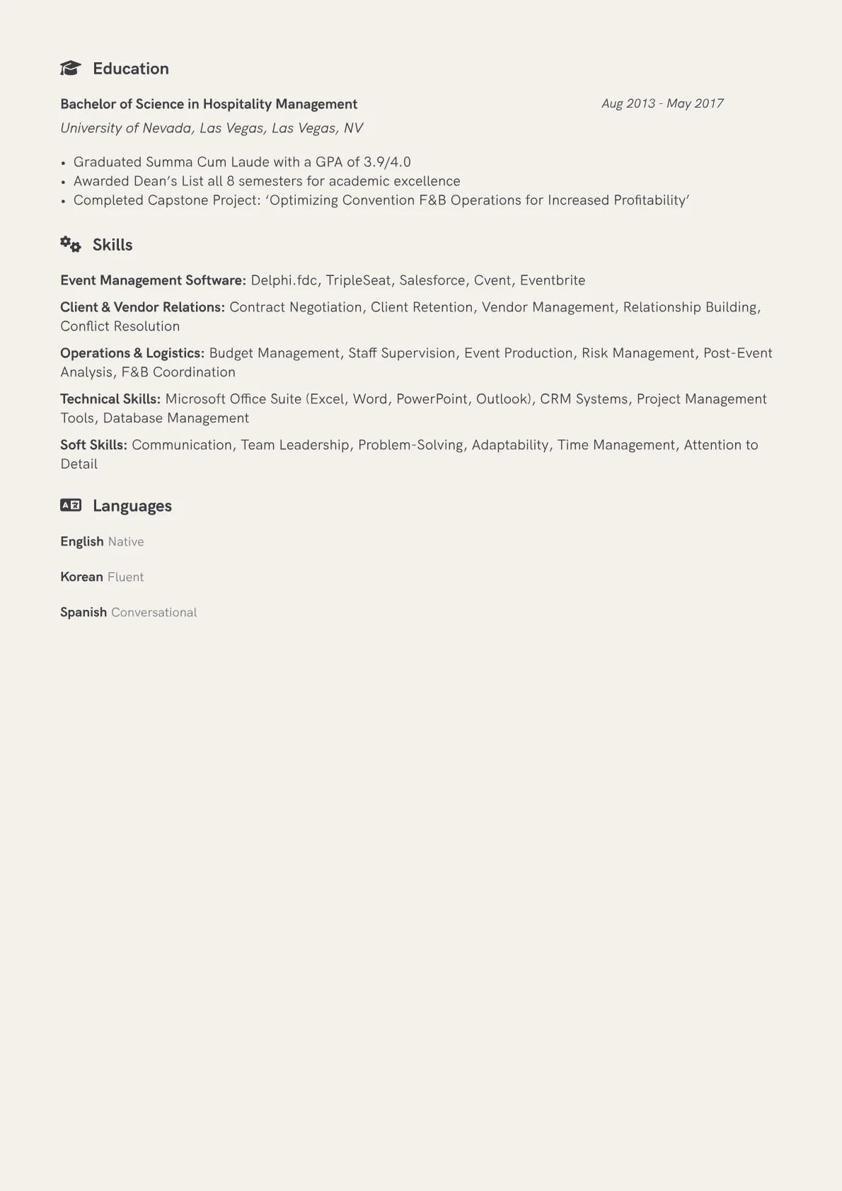 Convention Services Coordinator Resume Example CV template - Page 2