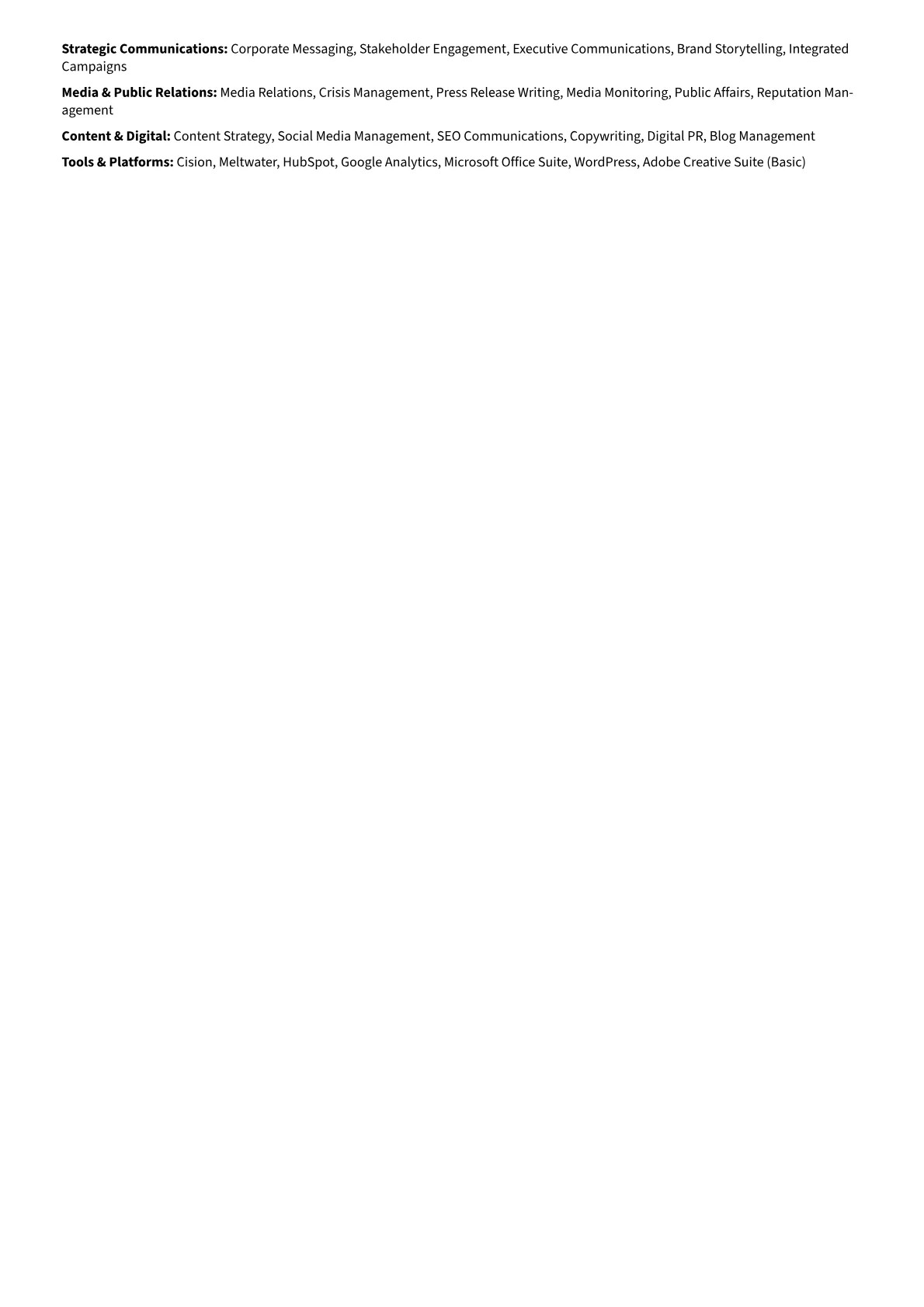 Corporate Communications Manager Resume Example CV template - Page 2